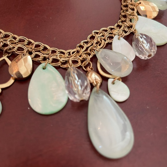 2pc set costume jewelry necklaces, one rhinestones, one blue beads. - Picture 2 of 5